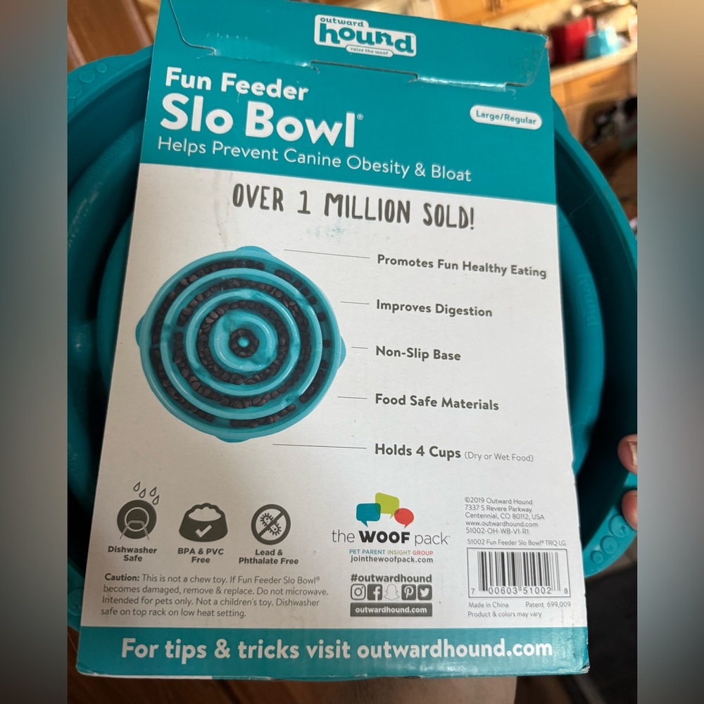 Outward Hound Teal Slo Bowl